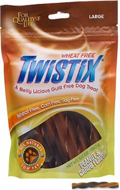 Twistix Dog Treats Peanut and Carob Flavor